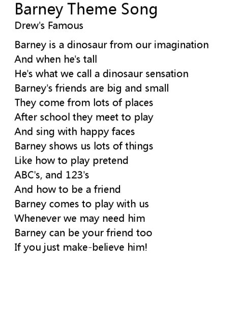 Barney Theme Song Lyrics - Follow Lyrics