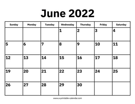 June 2022 Calendars – Printable Calendar 2022