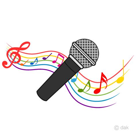 Free Microphone and Music Note Waving Clip Art