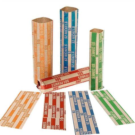 Coin Roll Wrappers 300 Count Bundle of 75 Each, Quarters Nickels Dimes Pennies - Coin Tubes