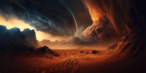 A Dust Storm on Planet Mars Stock Illustration - Illustration of desert, arid: 270479522