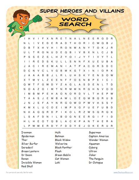 Marvel And Dc Characters Word Search - Wordmint - Word Search Printable