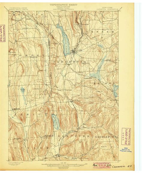 Cazenovia, NY 1899 (1899) USGS Old Topo Map 15x15 NY Quad - OLD MAPS