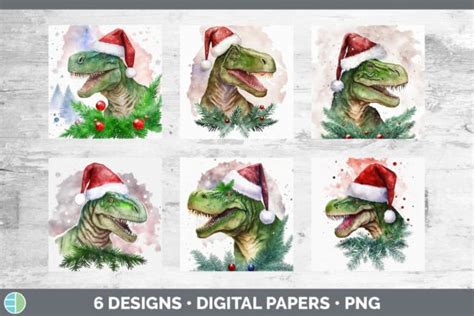 Dinosaur Christmas Backgrounds | Digital Graphic by Enliven Designs ...