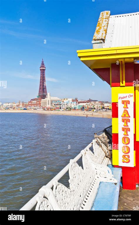 Blackpool tower seafront and beach from the Central Pier Blackpool ...