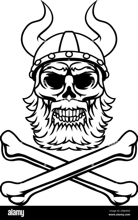 Viking Warrior Helmet Skull Pirate Cross Bones Stock Vector Image & Art - Alamy