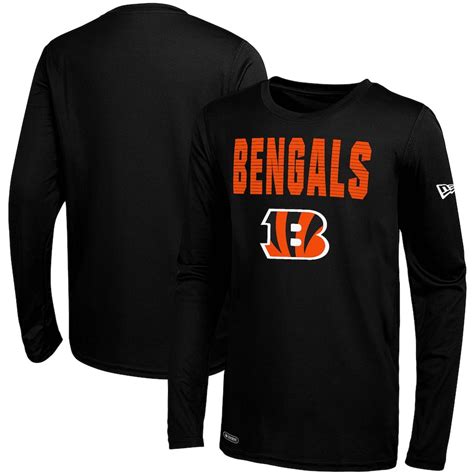 Men's New Era Black Cincinnati Bengals Combine 50 Yard Line Long Sleeve ...