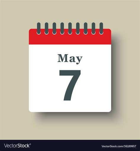 Icon day date 7 may template calendar page Vector Image