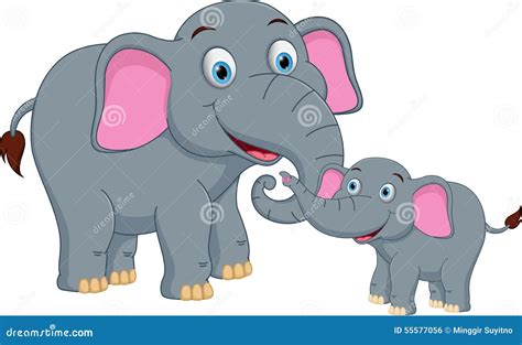 Happy Elephant Family Cartoon Stock Vector - Illustration of nice ...