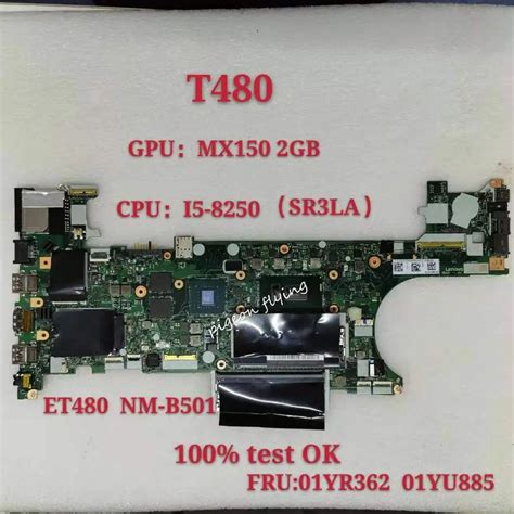 ET480 NM B501 for Lenovo Thinkpad T480 Notebook Motherboard 20L5 20L6 CPU i5 8250U SR3LA GPU ...