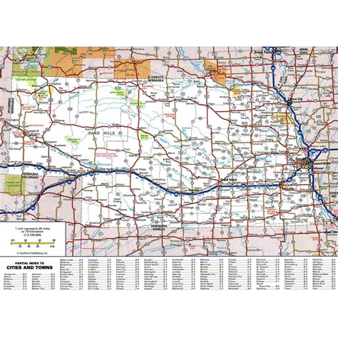 Laminated Map - Large detailed roads and highways map of Nebraska state ...