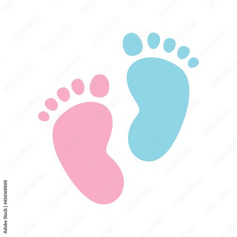 Pink and blue baby footprint icon set vector. Baby footprint silhouette ...