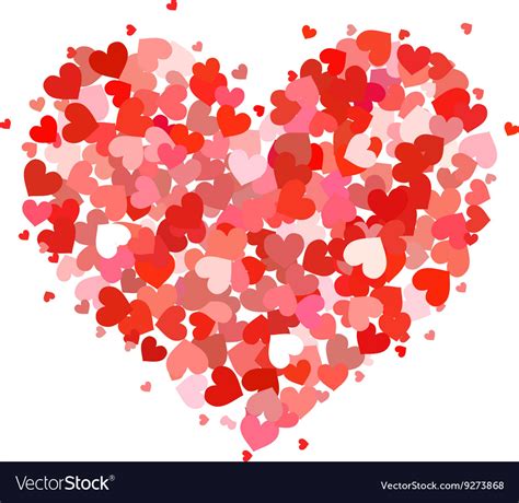 Heart made up of little pink and red hearts Vector Image