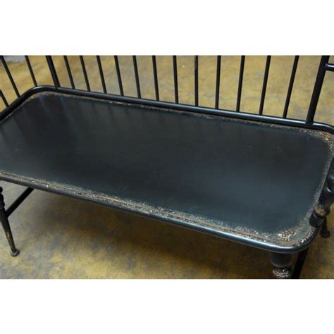 Antique Style Black Metal Windsor Bench | Chairish