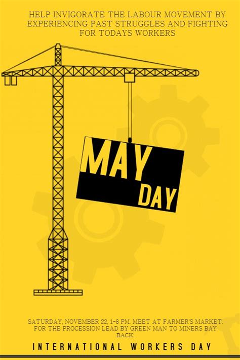 May day event poster flyer template social media post - yellow. | International workers day, May ...