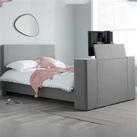 Plazas Fabric King Size TV Bed In Grey | Furniture in Fashion