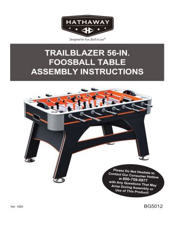 Hathaway BG5012 Trailblazer 56-in Foosball Table Assembly Instructions | Manualzz