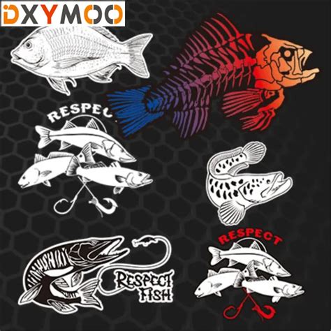 Funny Go Fishing Car Stickers RESPECT Black FISH Lure Bait Me Auto Window Decals 3M-in Car ...