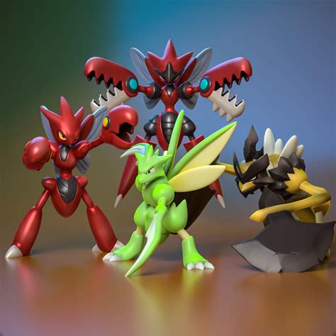 3D Model STL Scaled Scyther Evolution Line STL digital File - Etsy