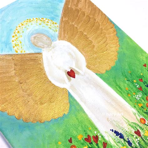 Angel Painting Angel in Wildflowers Art on Canvas Original - Etsy