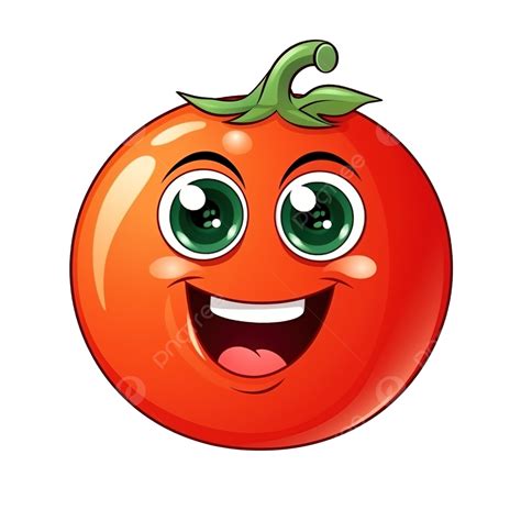 Cute Tomato With Smile, Food, Fruit, Fresh PNG Transparent Image and Clipart for Free Download