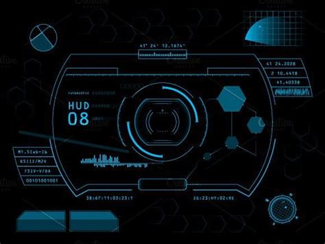 an abstract futuristic interface with blue lights and symbols on black background - free image ...