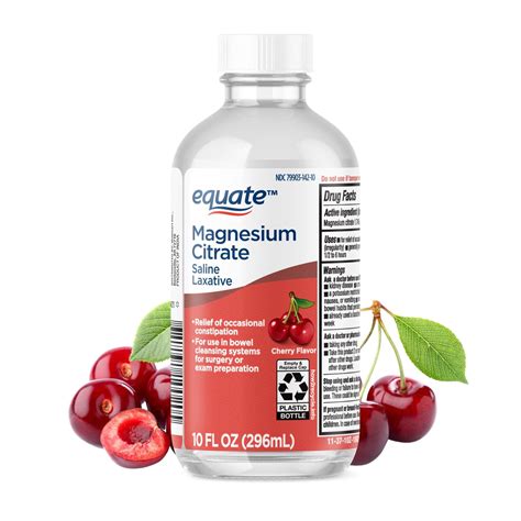 Equate Magnesium Citrate Saline Laxative Liquid Supplement, Cherry Flavor, 10 fl oz - Walmart.com