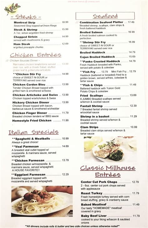 Menu at Millhouse Family Restaurant, Brockport