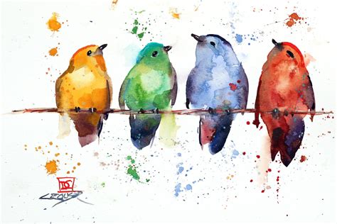 COLORFUL SONGBIRDS Original Watercolor Bird Painting by Dean Crouser in ...