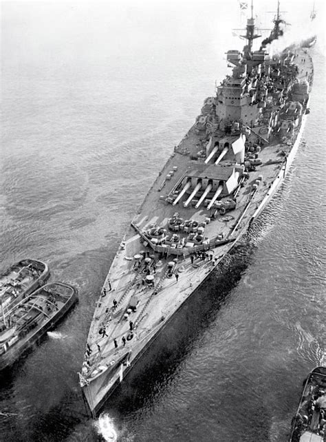 King George V-class battleship HMS Duke of York as she leaves drydock ...