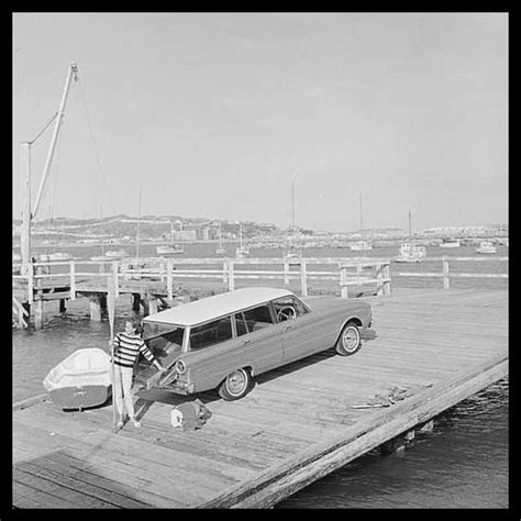 Vintage Ford Station Wagon at Evans Bay 1964