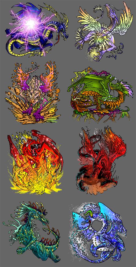 Elemental Dragons - set of 8 by donnaquinn on DeviantArt