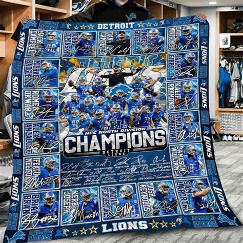 Lions Champions 2023 NFC North Division Blanket - Icestork