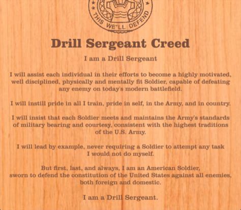 Army "Creed" Retirement Plaques