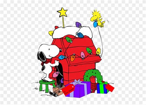 Snoopy Decorating His Dog House With Help From Woodstock - Snoopy Christmas Dog House - Free ...