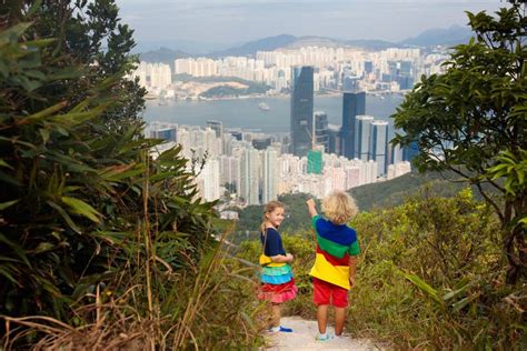 Family Hiking in Hong Kong Mountains Stock Photo - Image of rock ...