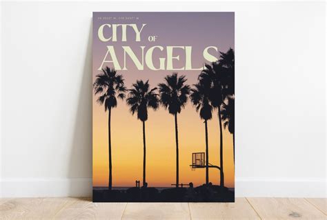 LA City of Angels Art LA Travel Poster Los Angeles Sunset - Etsy