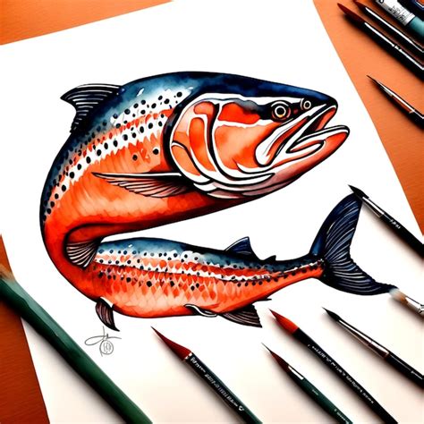 Premium AI Image | A Silhuete Of A Salmon In The Format Of A Letter S ...