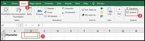 How to Insert Diameter Symbol in Excel