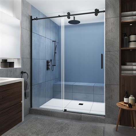 Aston Langham XL 48 - 52 in. x 80 in. Frameless Sliding Shower Door with StarCast Clear Glass in ...