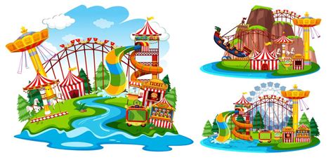 Set of isolated theme park 300426 Vector Art at Vecteezy