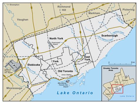 Large administrative subdivisions map of Toronto | Vidiani.com | Maps of all countries in one place