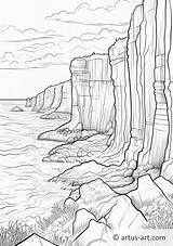 Coastal Cliffs Coloring Page » Free Download Artus Art sketch template