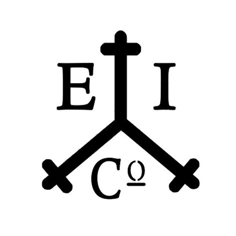 the letters e i c and o are in black on a white background with an inverted cross