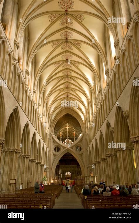 England Somerset Wells Cathedral interior the scissor arches Stock Photo - Alamy