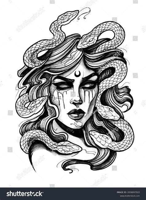 Black White Watercolor Illustration Tattoo Style Stock Illustration 2058097922 | Shutterstock