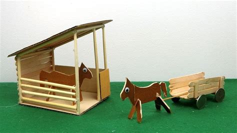 DIY Horse Stables & Cart | Easy Popsicle Stick Crafts - YouTube