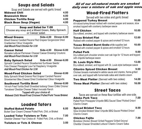 Menu at Fire-N-Smoke Wood Fired Kitchen BBQ, Troy