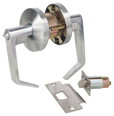 FALCON LOCK Lever, Mechanical, Medium Duty, Not Keyed, Satin Chrome, 2 3/4 in Backset ...