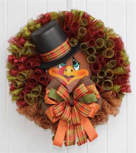 Turkey Wreath, Turkey Wreath for Front Door, Turkey Thanksgiving Wreath, Turkey Decor ...